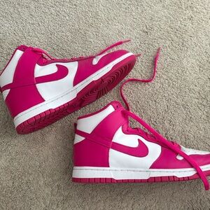 Pink and white high dunks perfect condition worn once
